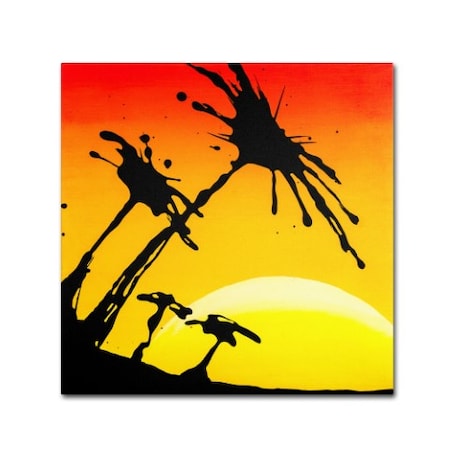 Roderick Stevens 'Palm Tree Sunrise' Canvas Art,14x14